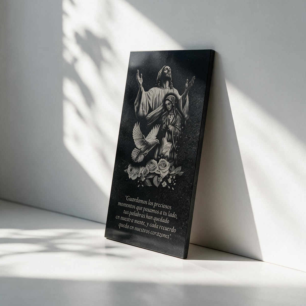 Placa conmemorativa en granito negro
